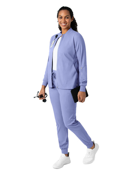 Women's Four-Pocket Warm-Up Jacket - 8151 - Ceil Blue