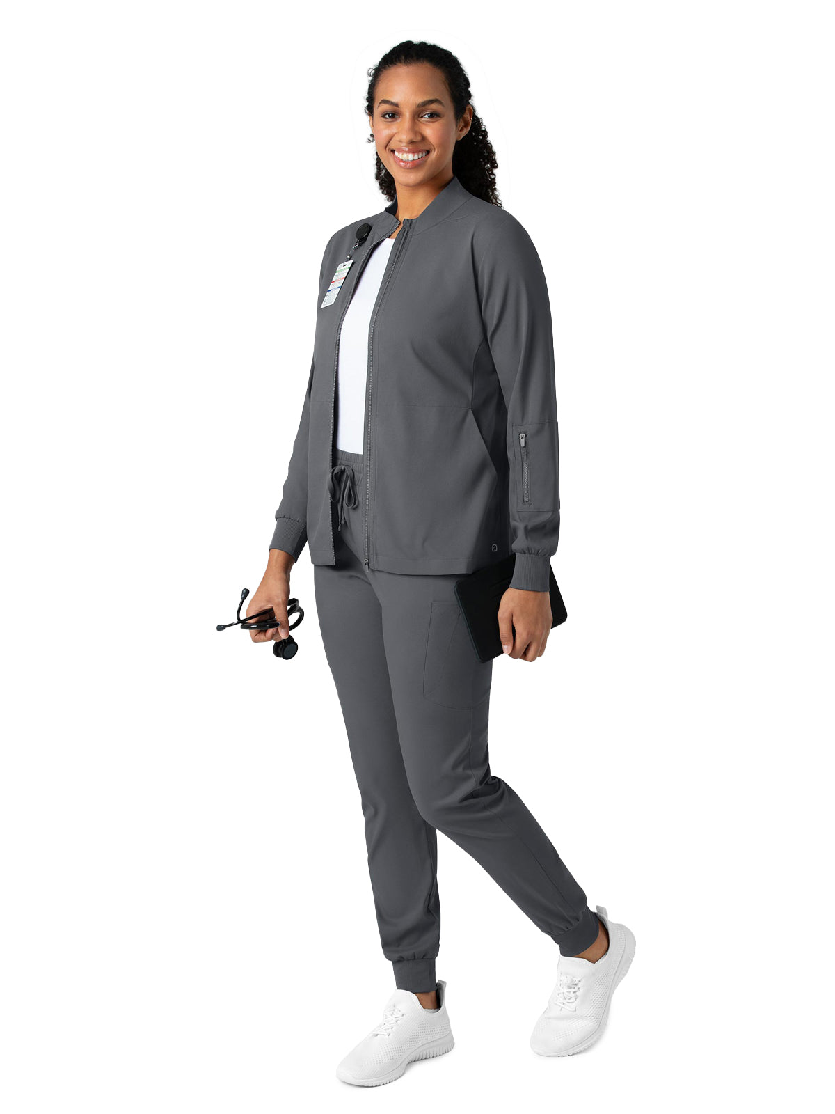 Women's Four-Pocket Warm-Up Jacket - 8151 - Pewter