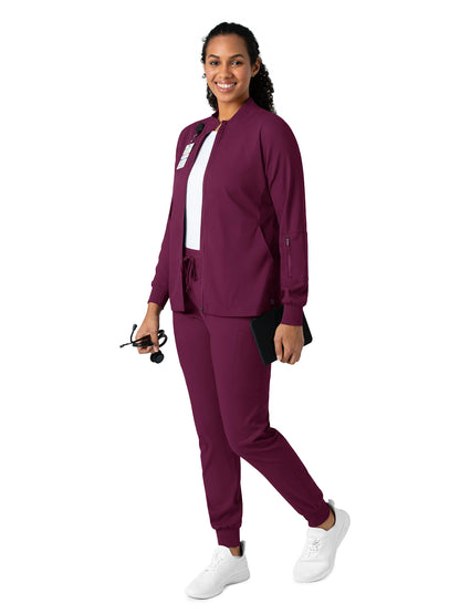 Women's Four-Pocket Warm-Up Jacket - 8151 - Wine