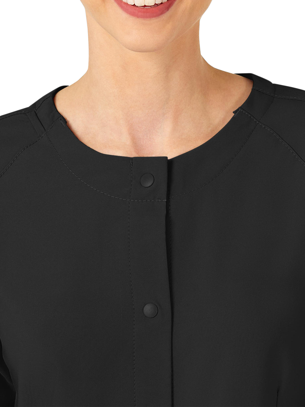 Women's Two-Pocket Crew Neck Scrub Jacket - 8155 - Black