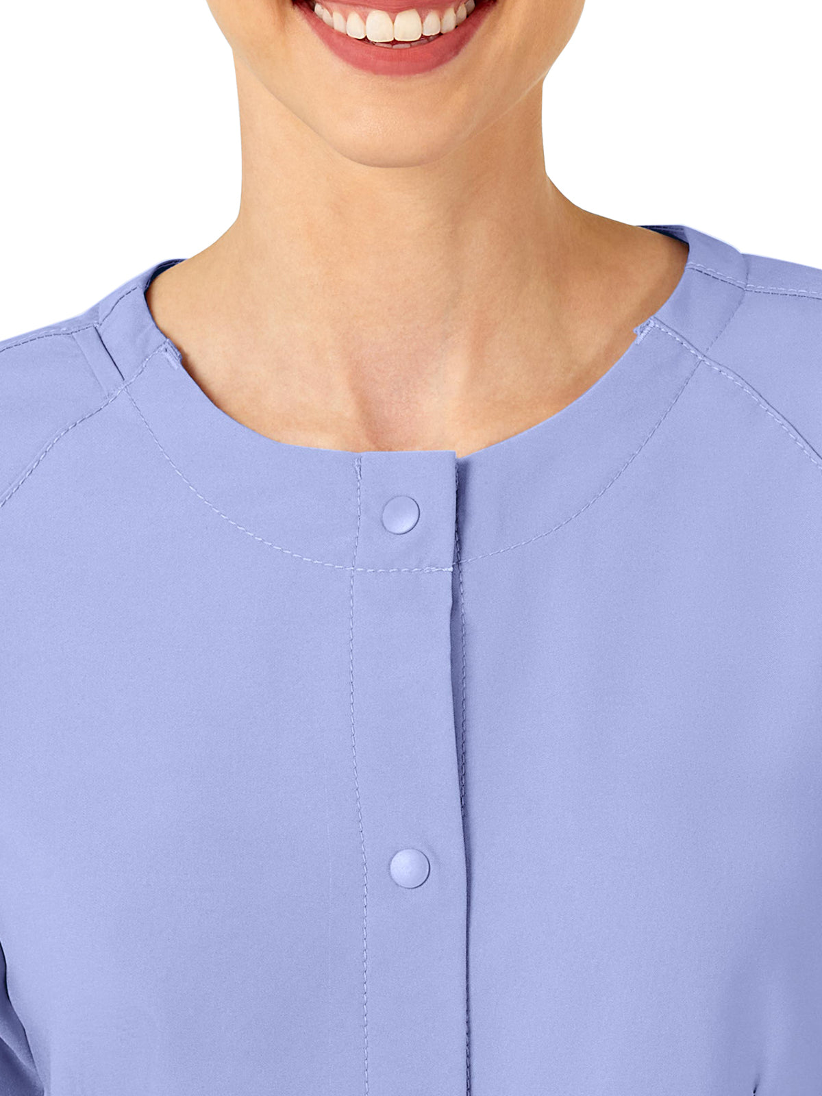 Women's Two-Pocket Crew Neck Scrub Jacket - 8155 - Ceil Blue