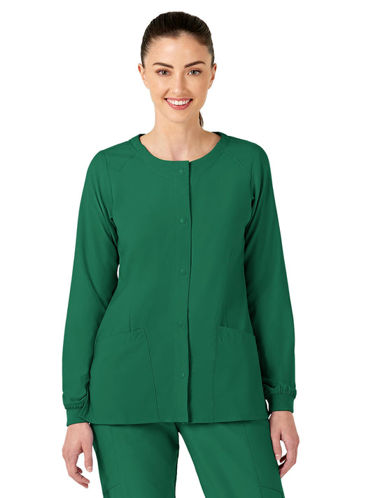 Women's Two-Pocket Crew Neck Scrub Jacket - 8155 - Hunter