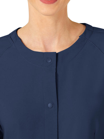 Women's Two-Pocket Crew Neck Scrub Jacket - 8155 - Navy