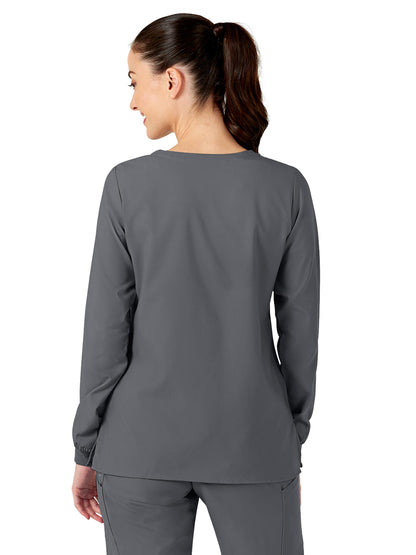 Women's Two-Pocket Crew Neck Scrub Jacket - 8155 - Pewter