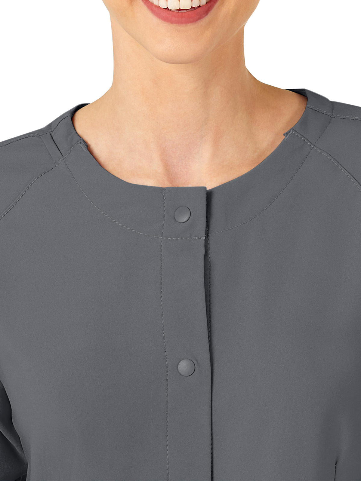 Women's Two-Pocket Crew Neck Scrub Jacket - 8155 - Pewter