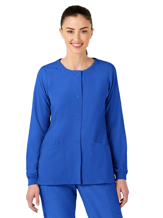 Women's Two-Pocket Crew Neck Scrub Jacket - 8155 - Royal