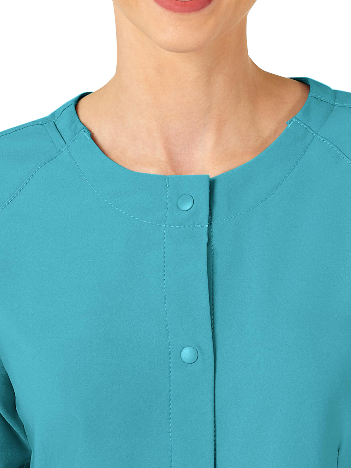 Women's Two-Pocket Crew Neck Scrub Jacket - 8155 - Teal Blue