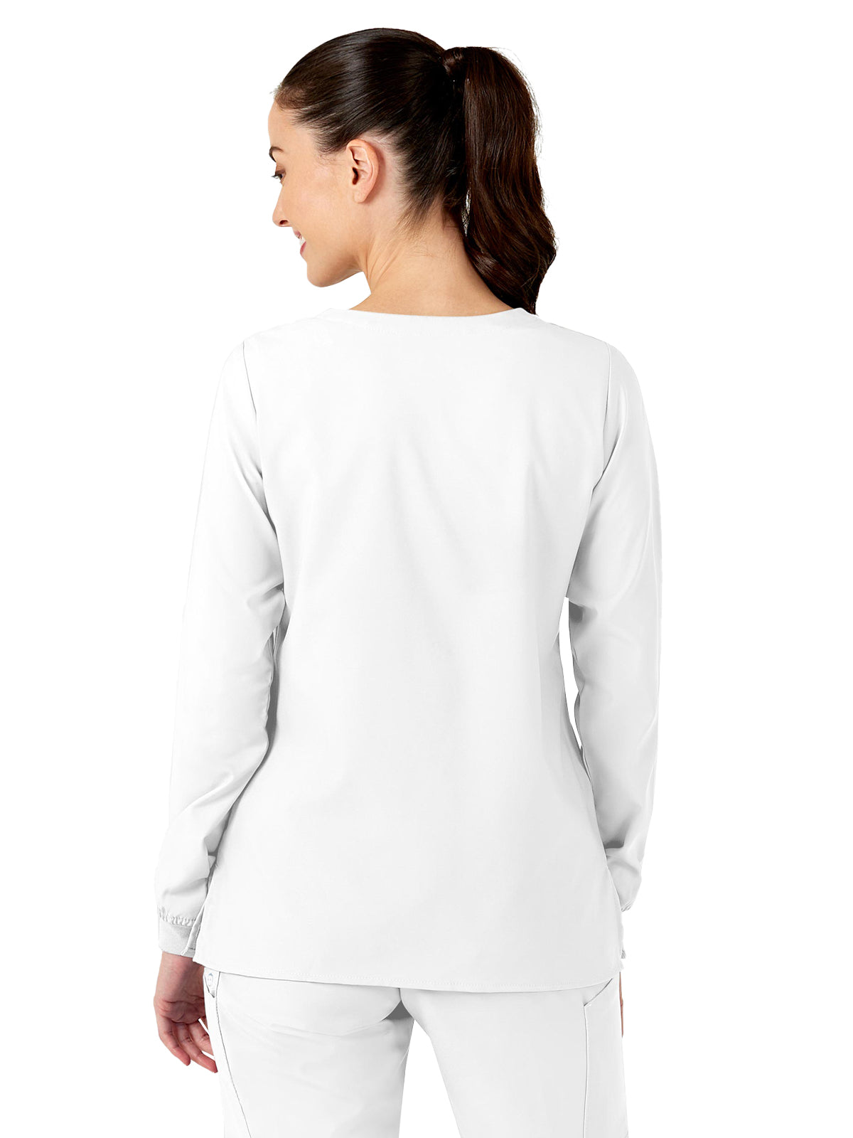 Women's Two-Pocket Crew Neck Scrub Jacket - 8155 - White