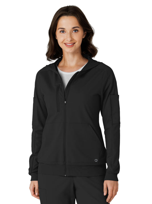 Knit Women’s Four-Pocket Zip Hoodie - 8159 - Black