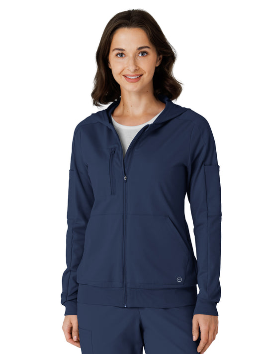 Knit Women’s Four-Pocket Zip Hoodie - 8159 - Navy