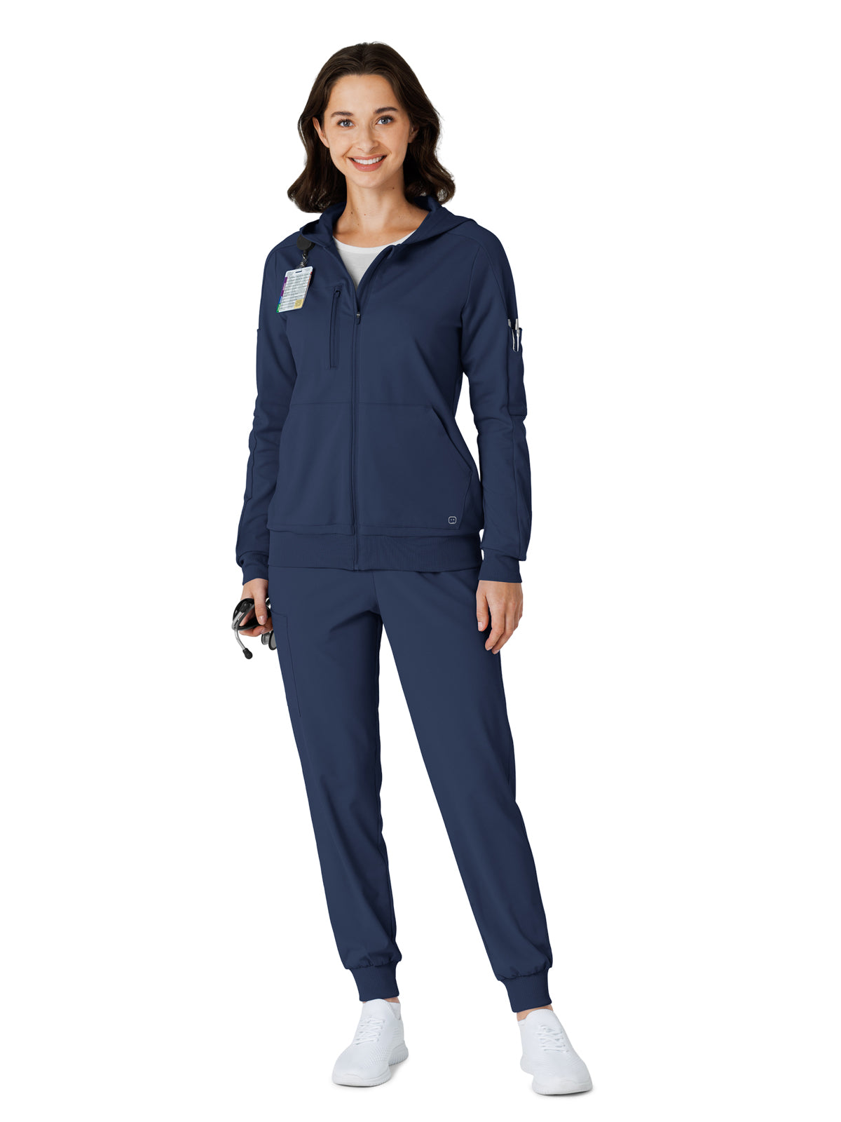 Knit Women’s Four-Pocket Zip Hoodie - 8159 - Navy