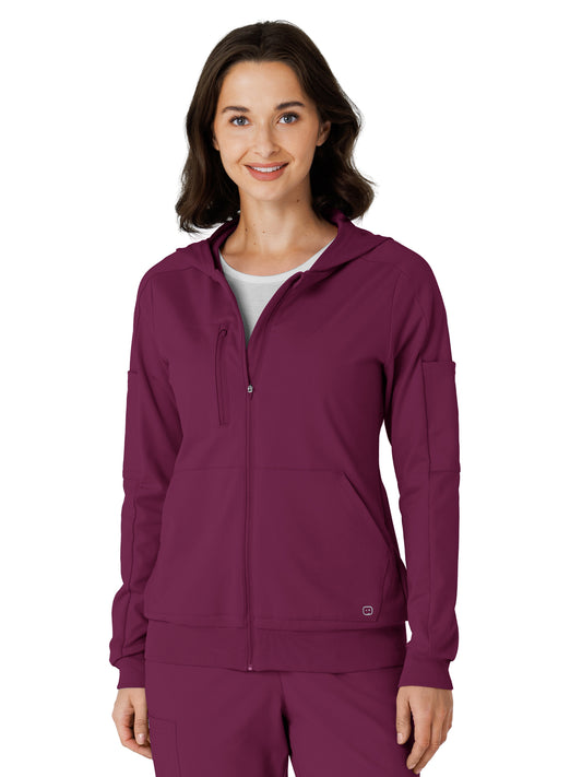 Knit Women’s Four-Pocket Zip Hoodie - 8159 - Wine