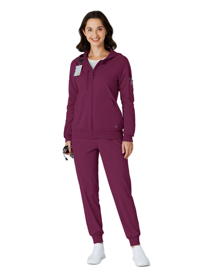 Knit Women’s Four-Pocket Zip Hoodie - 8159 - Wine