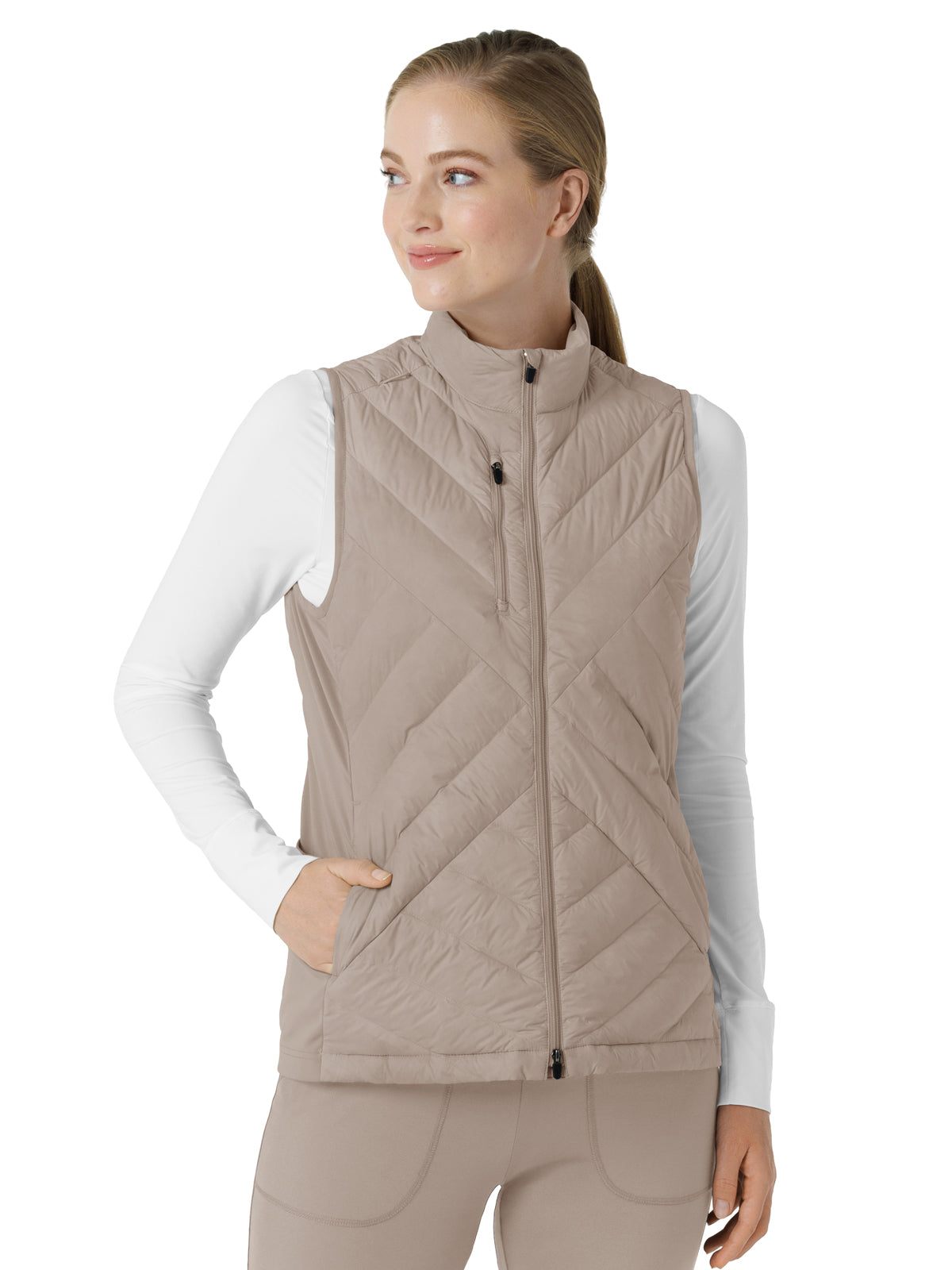Women's Six-Pocket Quilted Vest - 8277 - Haze