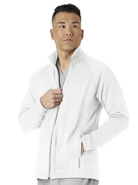 Men's Fleece Full Zip Scrub Jacket - 8309 - White