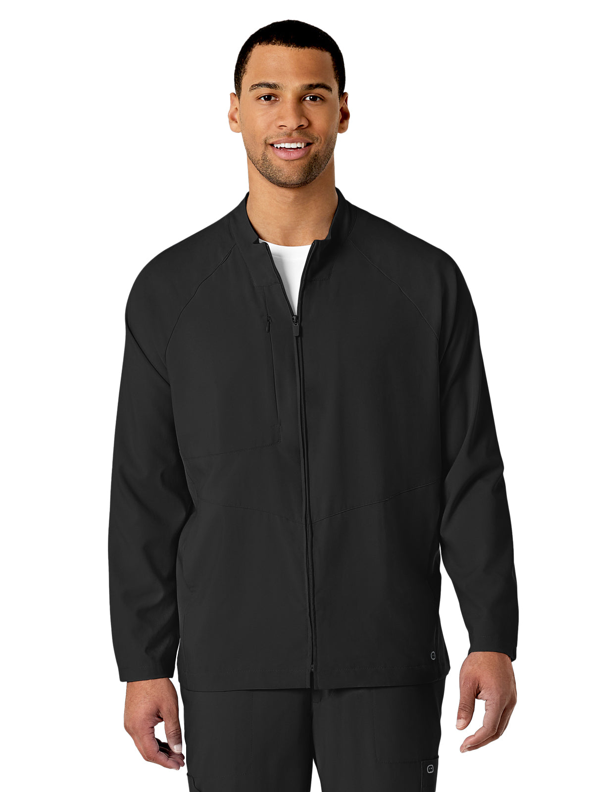 Men's Three-Pocket Zip-Front Warm-Up Scrub Jacket - 8355 - Black