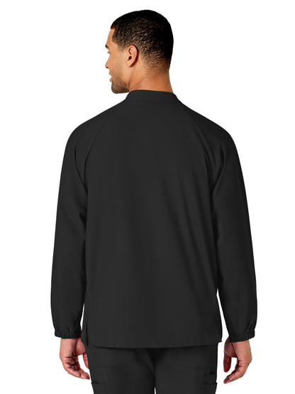 Men's Three-Pocket Zip-Front Warm-Up Scrub Jacket - 8355 - Black