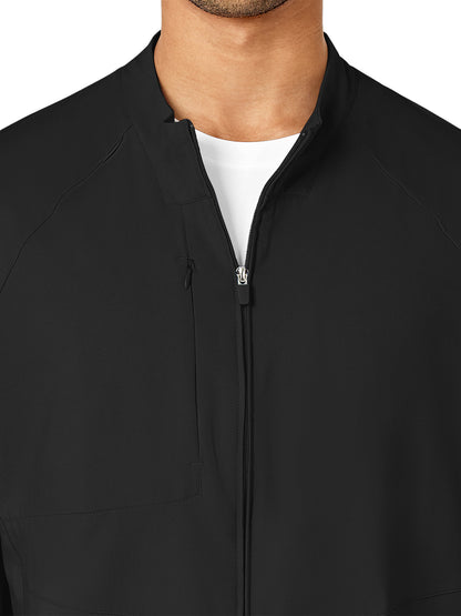 Men's Three-Pocket Zip-Front Warm-Up Scrub Jacket - 8355 - Black