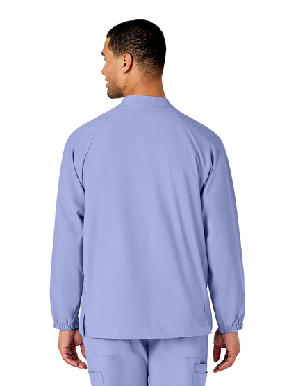 Men's Three-Pocket Zip-Front Warm-Up Scrub Jacket - 8355 - Ceil Blue