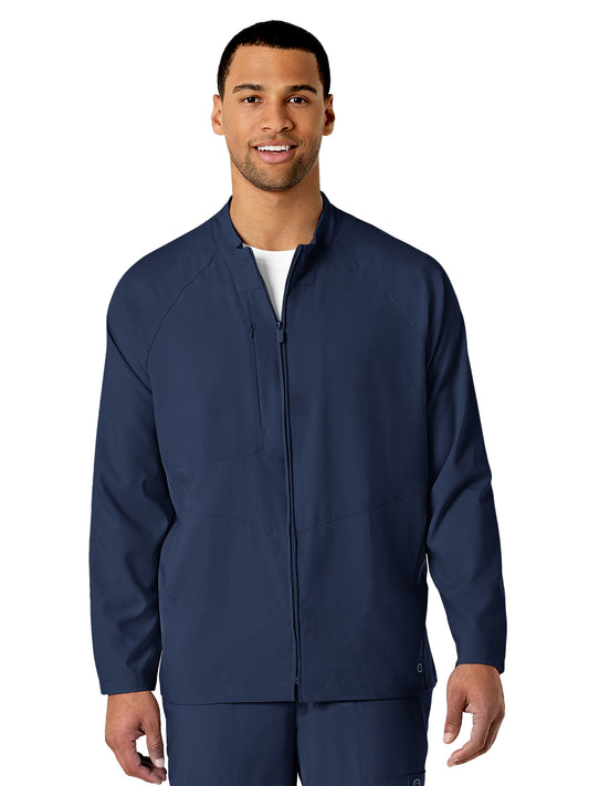 Men's Three-Pocket Zip-Front Warm-Up Scrub Jacket - 8355 - Navy