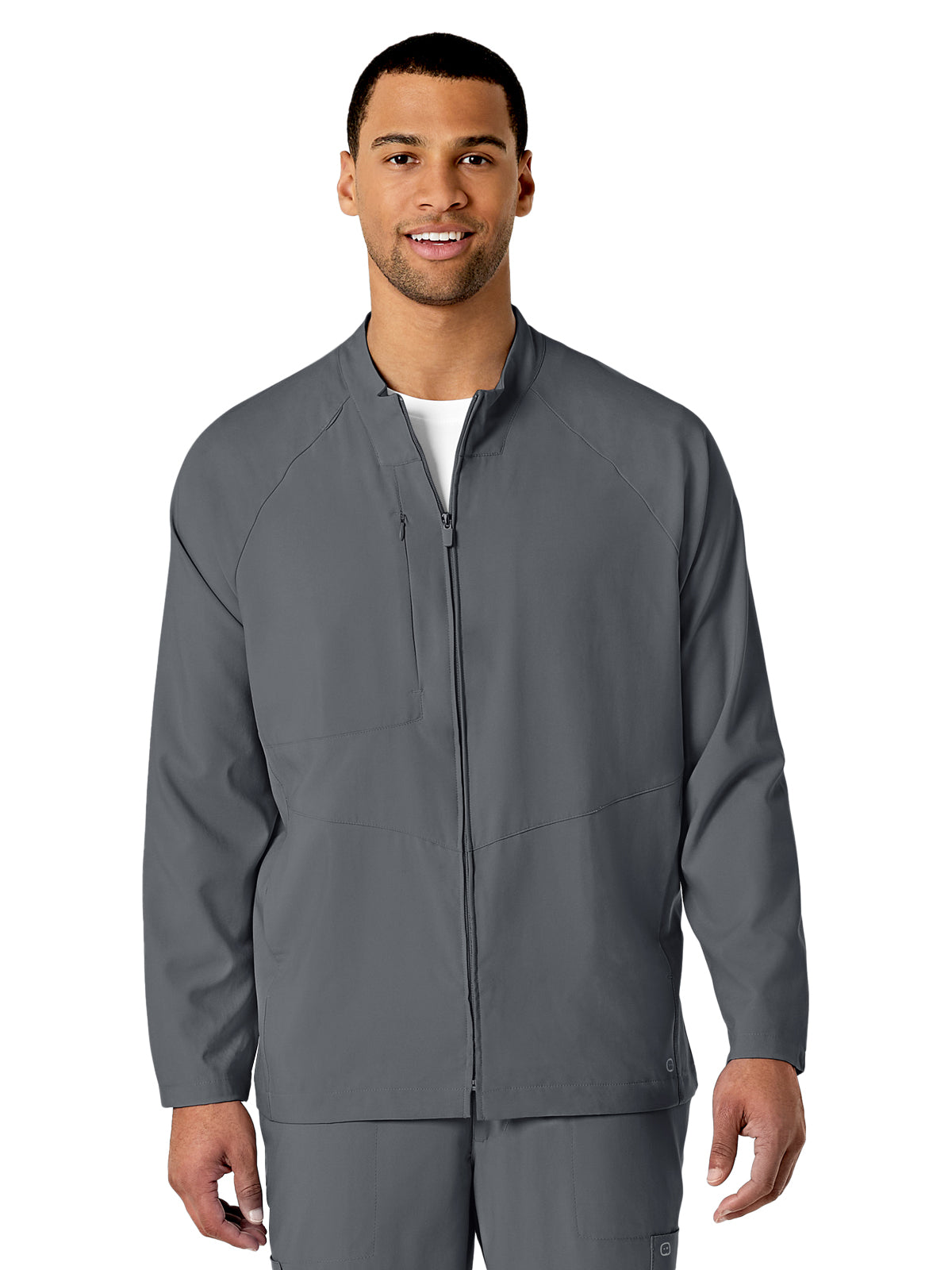 Men's Zip-Front Warm-Up Scrub Jacket - 8355 - Pewter