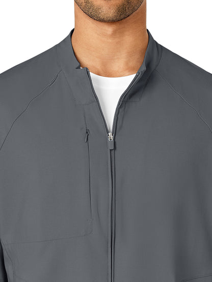 Men's Three-Pocket Zip-Front Warm-Up Scrub Jacket - 8355 - Pewter