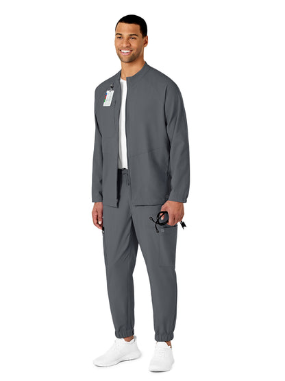 Men's Three-Pocket Zip-Front Warm-Up Scrub Jacket - 8355 - Pewter