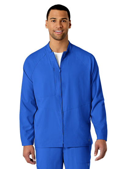 Men's Three-Pocket Zip-Front Warm-Up Scrub Jacket - 8355 - Royal