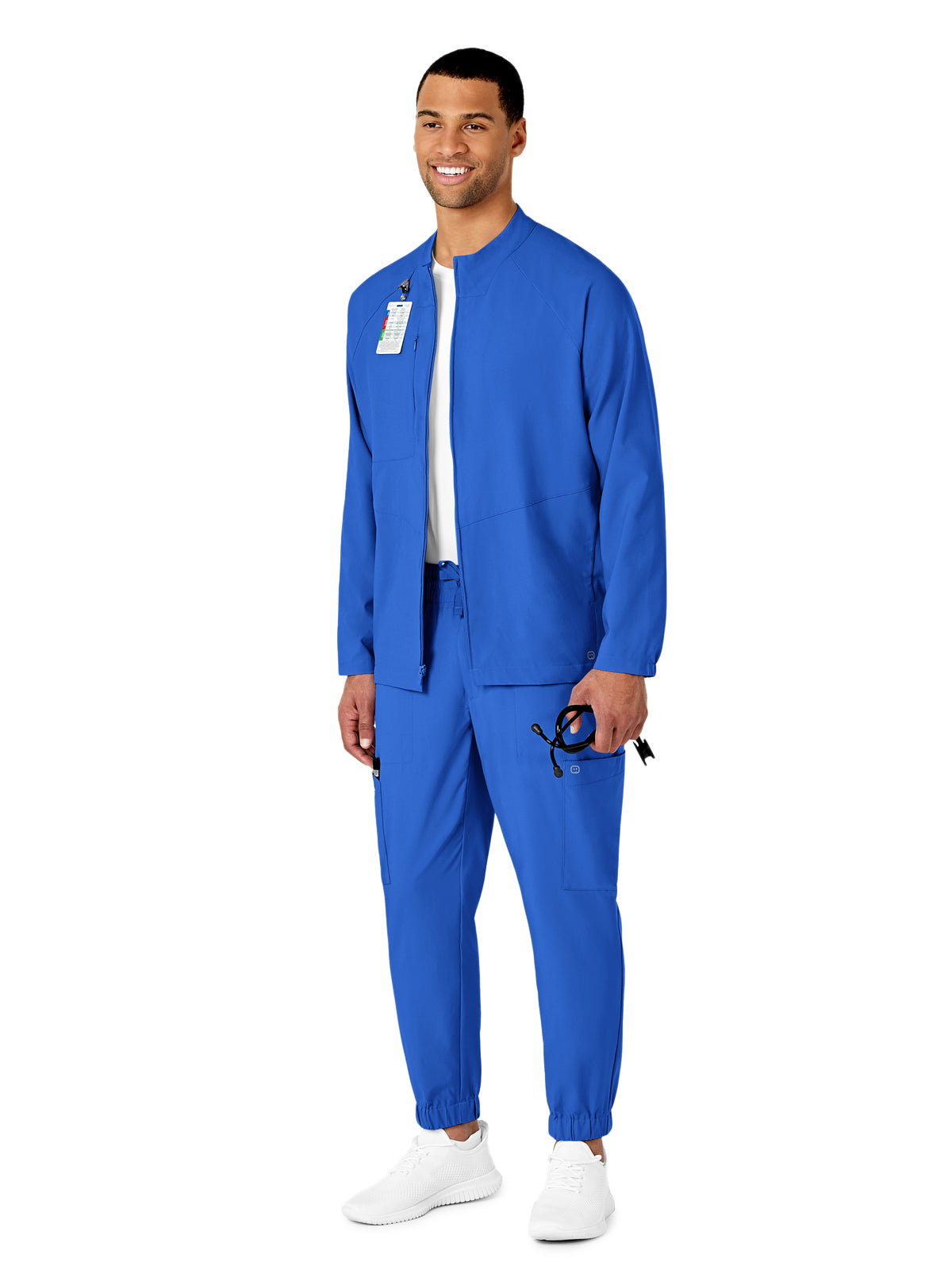 Men's Three-Pocket Zip-Front Warm-Up Scrub Jacket - 8355 - Royal