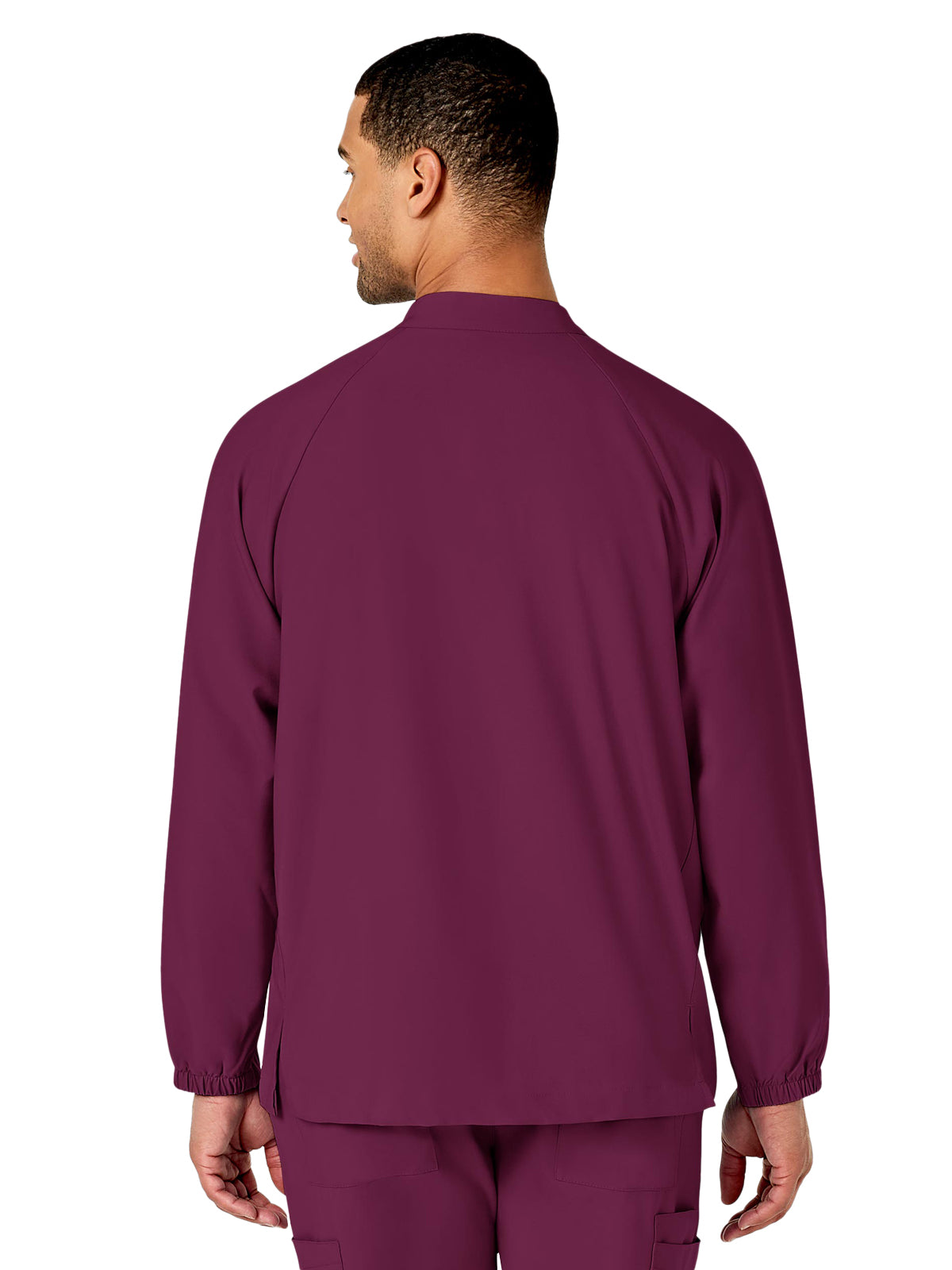 Men's Three-Pocket Zip-Front Warm-Up Scrub Jacket - 8355 - Wine