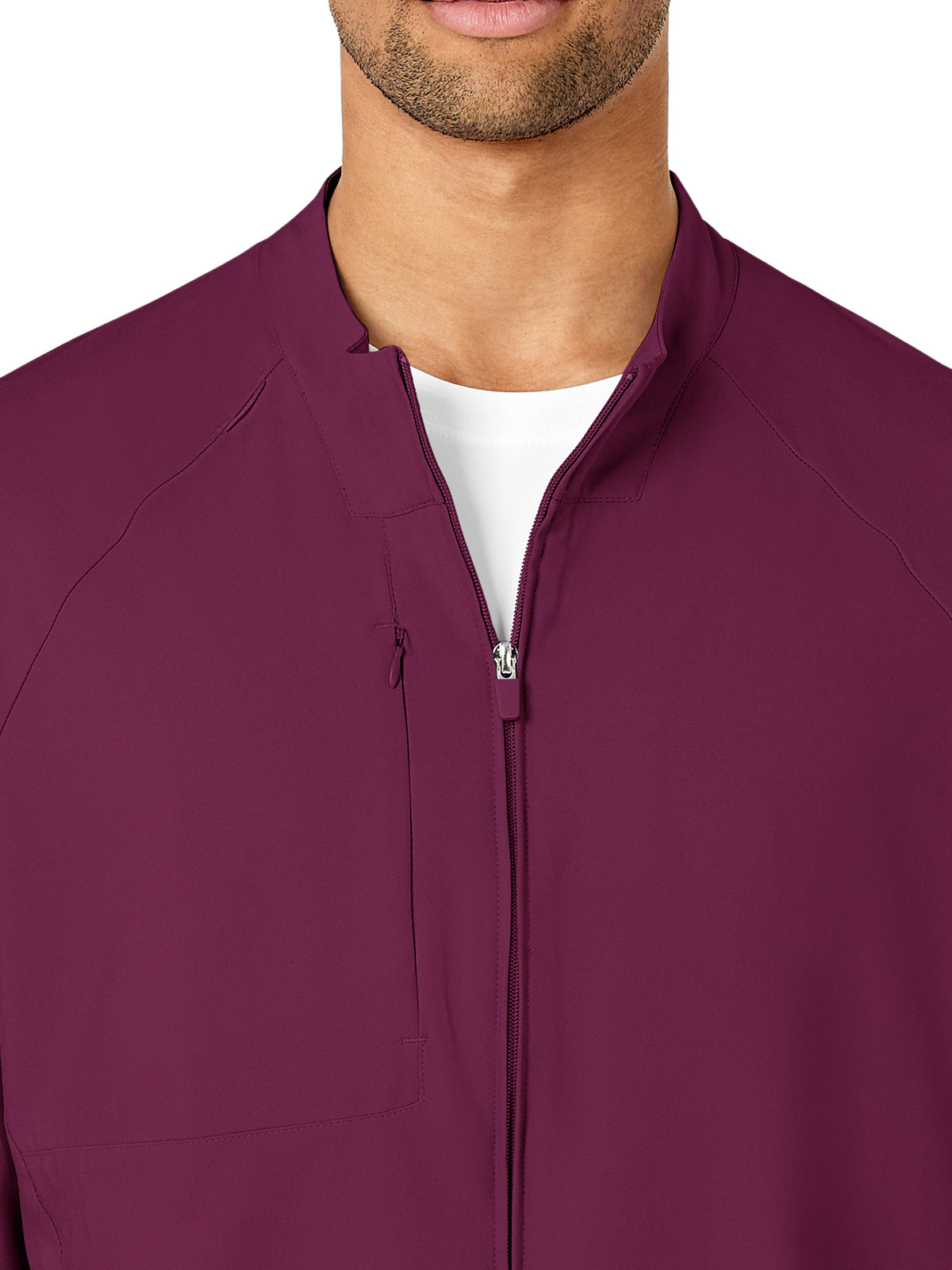 Men's Three-Pocket Zip-Front Warm-Up Scrub Jacket - 8355 - Wine