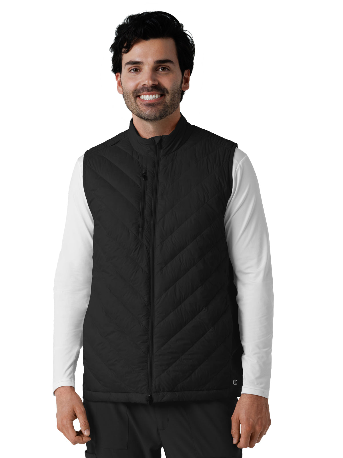 Men's Six-Pocket Quilted Scrub Vest - 8377 - Black