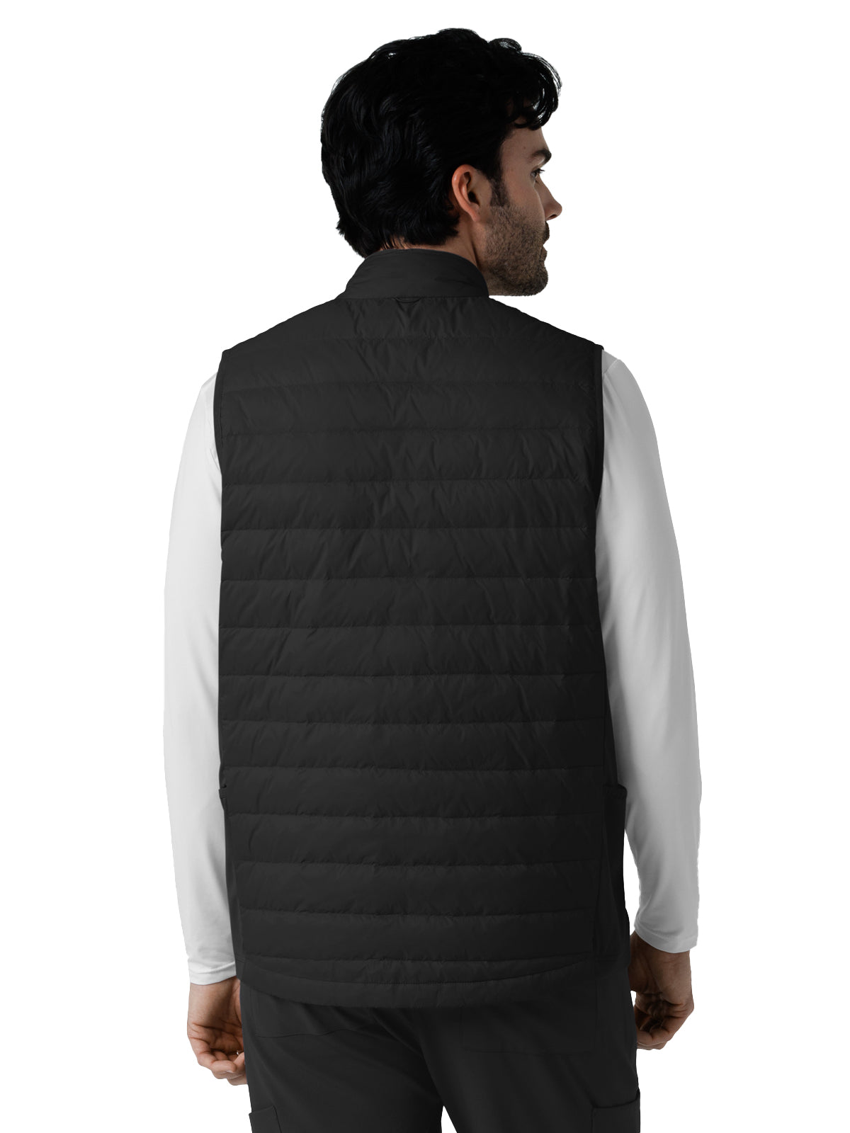 Men's Six-Pocket Quilted Scrub Vest - 8377 - Black