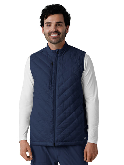 Men's Six-Pocket Quilted Scrub Vest - 8377 - Navy Blue