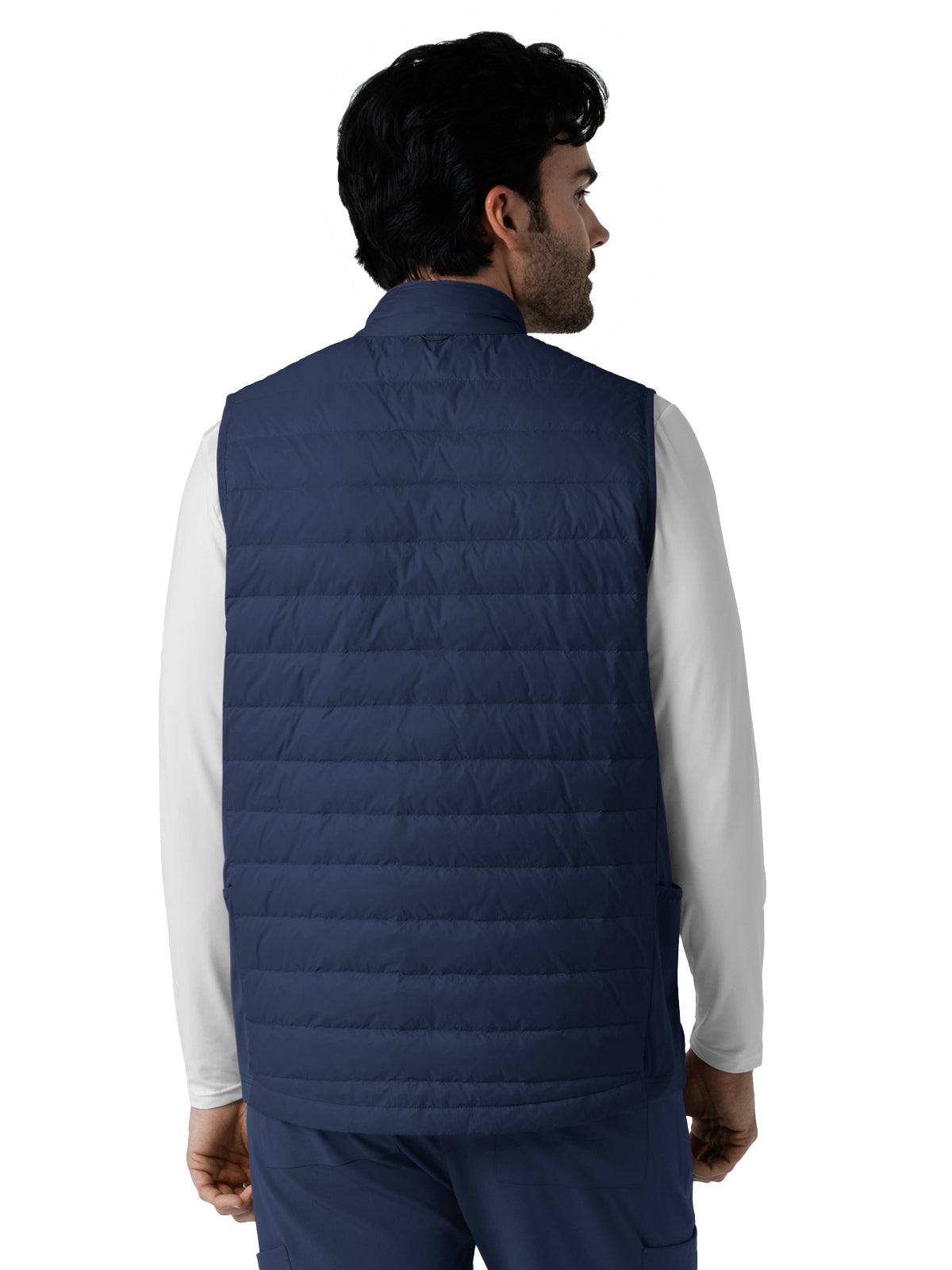 Men's Six-Pocket Quilted Scrub Vest - 8377 - Navy Blue