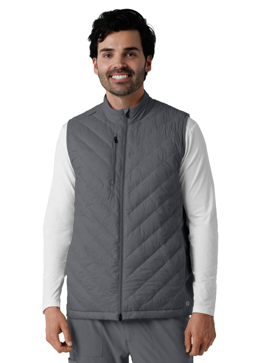 Men's Six-Pocket Quilted Scrub Vest - 8377 - Pewter