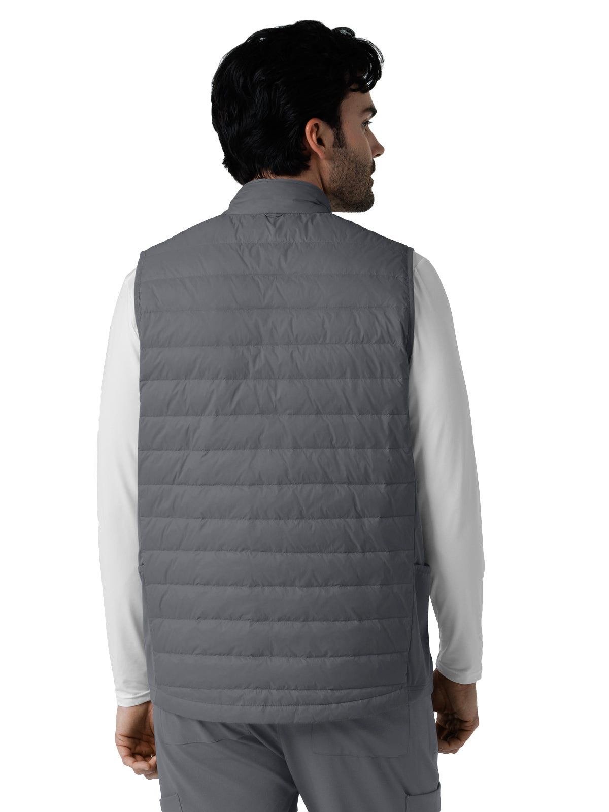 Men's Six-Pocket Quilted Scrub Vest - 8377 - Pewter