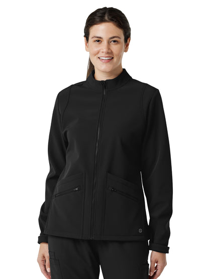 Women's Four-Pocket Soft Shell Scrub Jacket - 8509 - Black