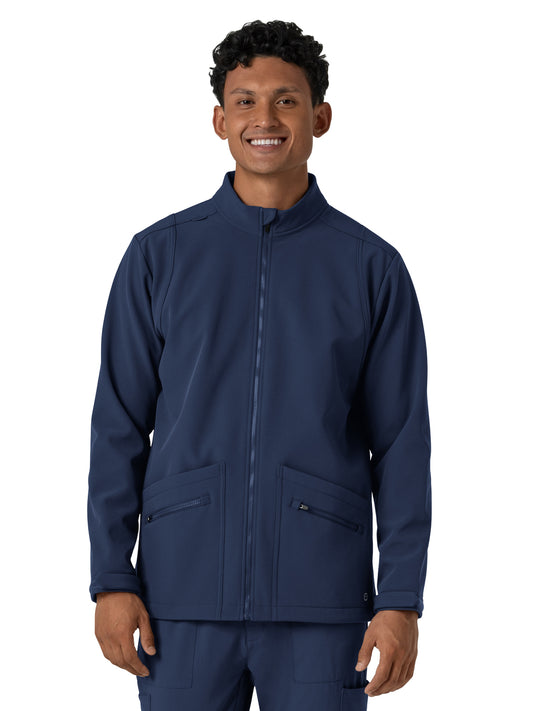 Men's Four-Pocket Soft Shell Scrub Jacket - 8609 - Navy