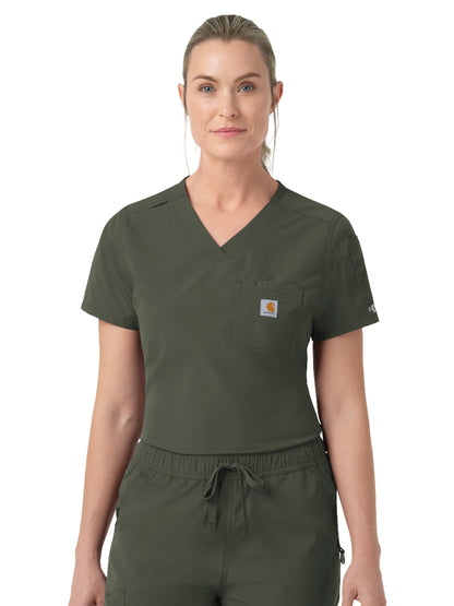 Women's Five-Pocket Tuck-in Scrub Top - C12139 - Olive