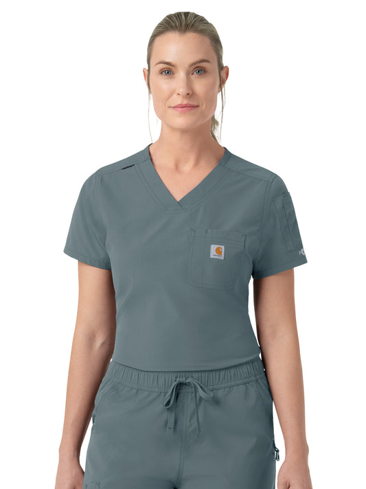 Women's Five-Pocket Tuck-in Scrub Top - C12139 - Rolling Thunder