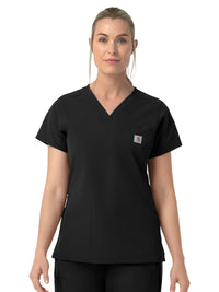Women's Four-Pocket V-Neck Scrub Top - C12239 - Black