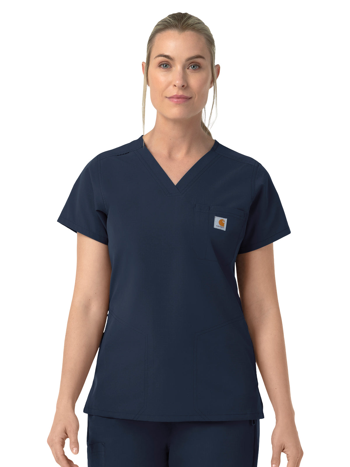 Women's Four-Pocket V-Neck Scrub Top - C12239 - Navy