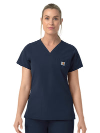 Women's Four-Pocket V-Neck Scrub Top - C12239 - Navy