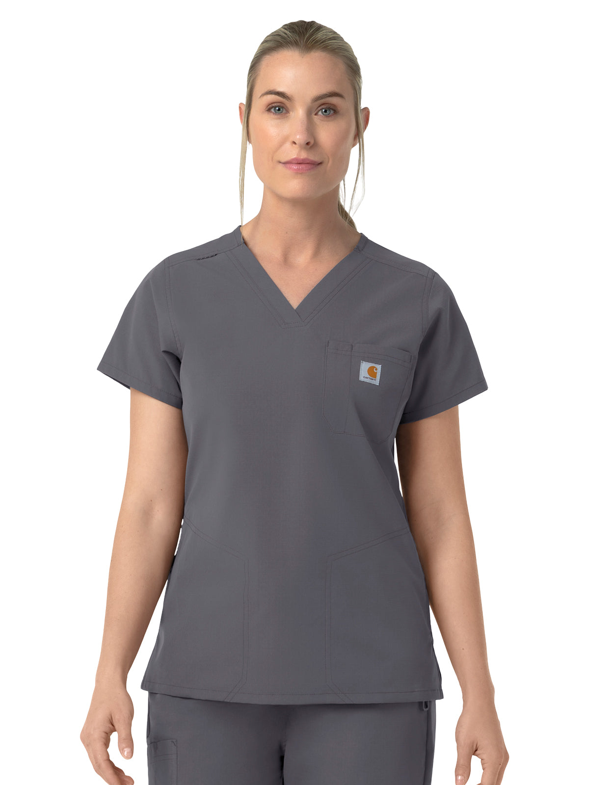 Women's Four-Pocket V-Neck Scrub Top - C12239 - Pewter