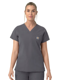 Women's Four-Pocket V-Neck Scrub Top - C12239 - Pewter