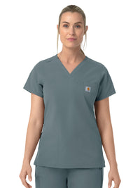 Women's Four-Pocket V-Neck Scrub Top - C12239 - Rolling Thunder