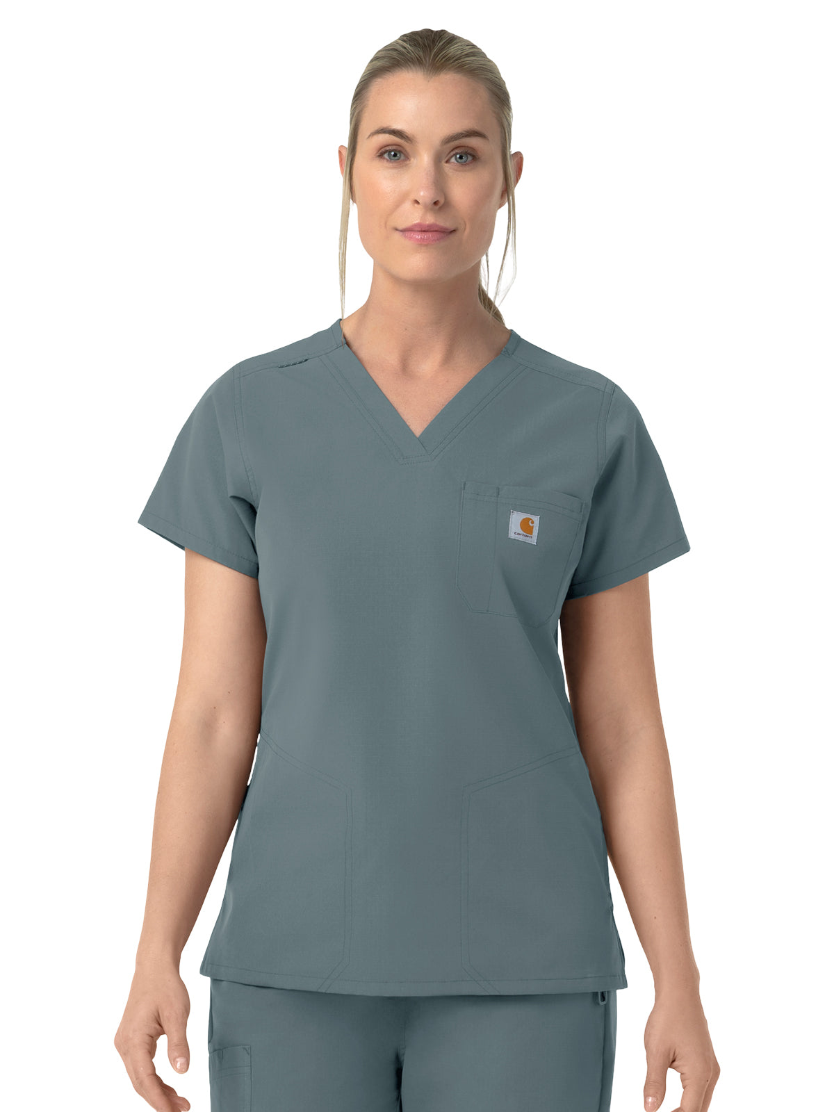 Women's Four-Pocket V-Neck Scrub Top - C12239 - Rolling Thunder