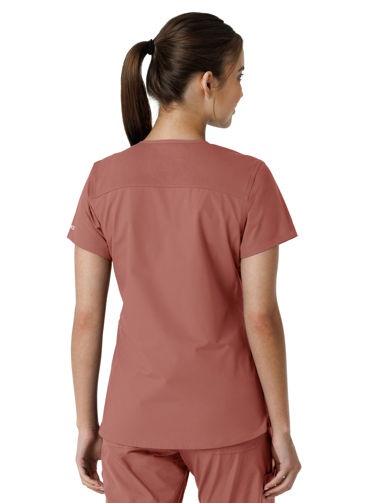 Women's Four-Pocket V-Neck Knit Panel Scrub Top - C12313 - Wildrose