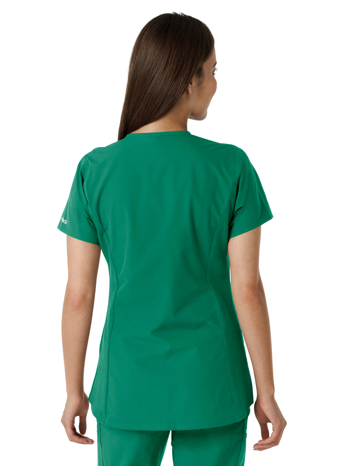 Women's Notch Neck Tunic Knit Panel Scrub Top - C12413 - Hunter